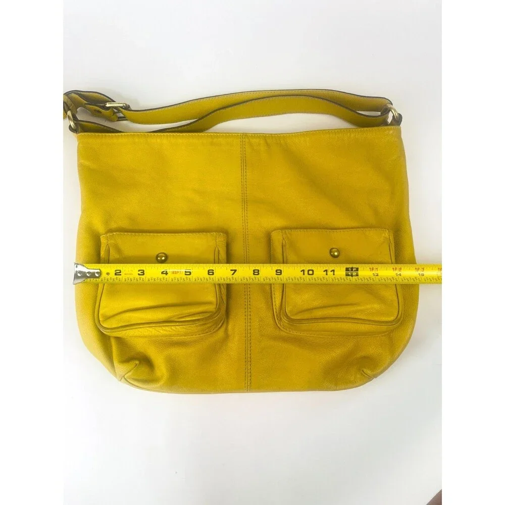 Toscani Italy Mustard Yellow Genuine Leather Slouchy Hobo Shoulder Bag Purse